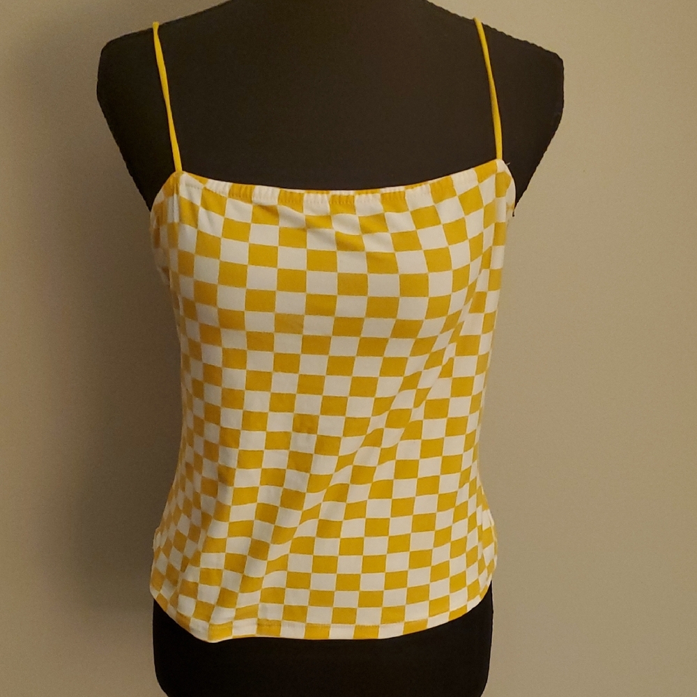 Rue21 Yellow and White Checkered Camisole